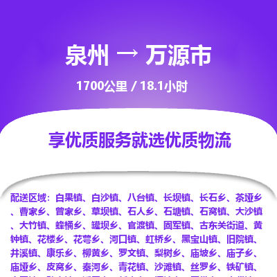 泉州到万源市物流专线，集约化一站式货运模式