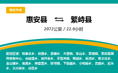 惠安县到繁峙县物流专线，集约化一站式货运模式