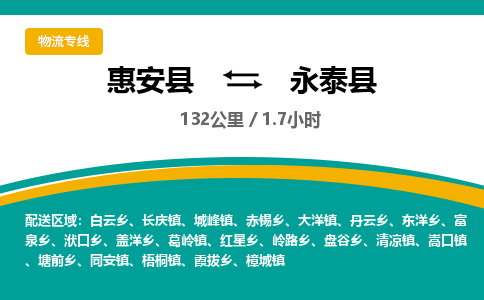 惠安县到永泰县物流专线，集约化一站式货运模式