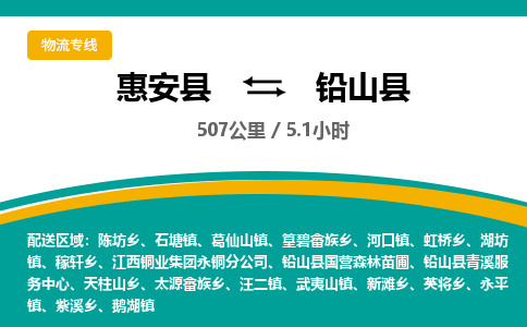 惠安县到铅山县物流专线，集约化一站式货运模式