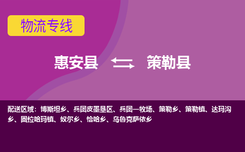 惠安县到策勒县物流专线，集约化一站式货运模式